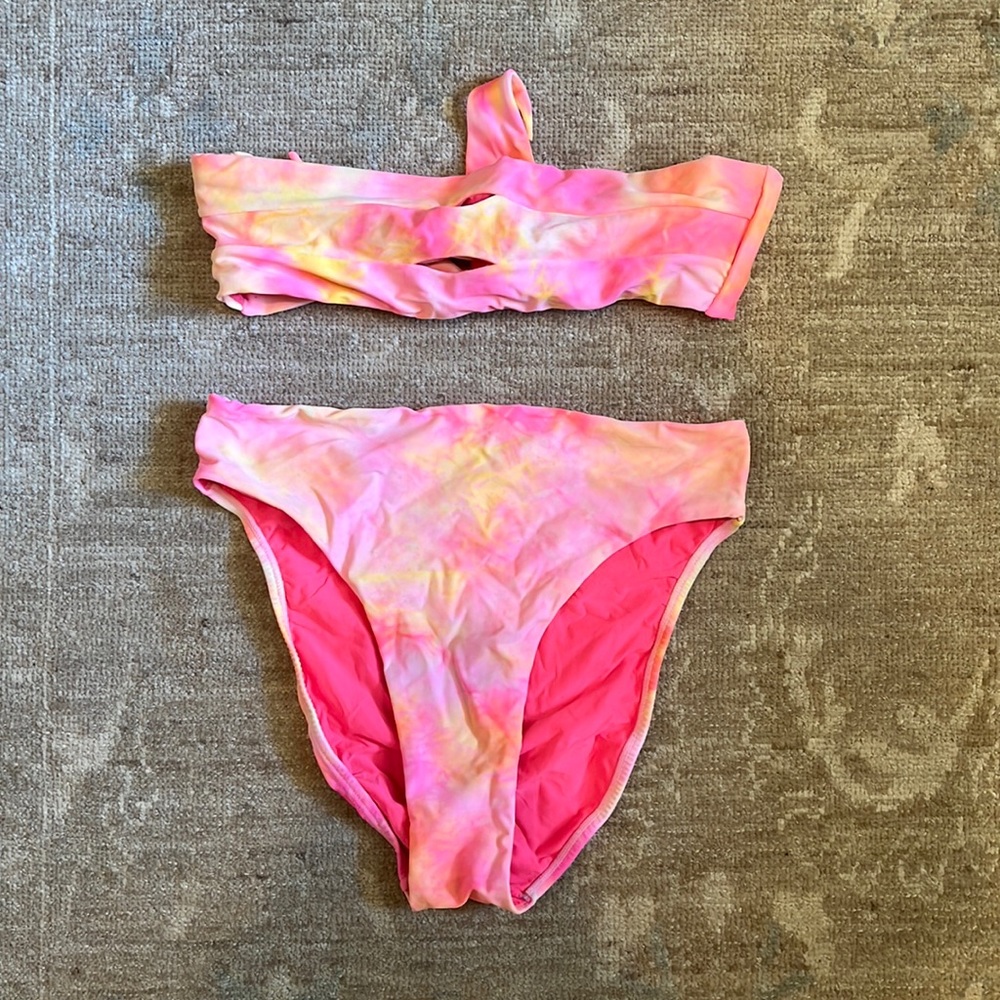 Pilyq Hillary High Waisted Tie Dye Bandeau Bikini
